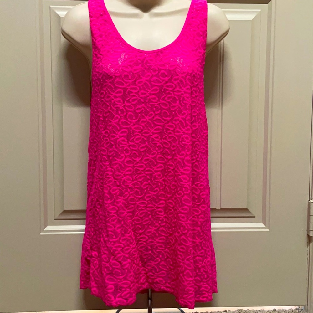 Victoria’s Secret Hot Pink Lace Swim Coverup Med.